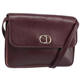 Christian Dior Shoulder Bag Leather Bordeaux Gold Auth yk20521 - Jerrillo