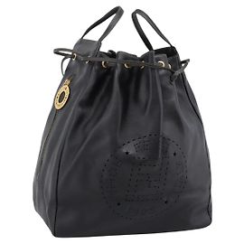 Bolsa de mão FENDI em couro preto e dourado Auth 206838 - Jerrillo