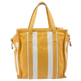 Balenciaga Bazaar Shopper Bag Leather 2way Yellow Silver 443096 Auth 207110A - Jerrillo