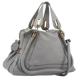 Chloé Chloe Paraty Hand Bag Leather 2way Gray Gold Auth 207091V - Jerrillo