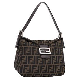 FENDI Zucca Canvas Mamma Baguette Shoulder Bag Brown Black 264260 Auth 208030 - Jerrillo