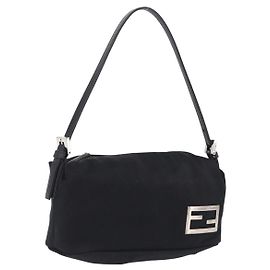 FENDI Accessory Pouch Cotton jersey Black Silver Auth 208245A - Jerrillo