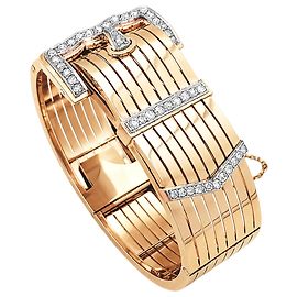 Autre Marque Bracciale "Ceinture" oro rosa, platino, diamanti.