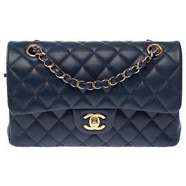 Borsa CHANEL Timeless/Classique in Pelle Blu Navy - 104049