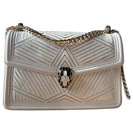 Bulgari Bvlgari Serpenti Forever Bolsa de ombro em couro branco