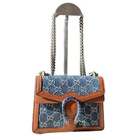 Gucci Dionysus Borsa Piccola in Denim GG Supreme e Pelle Marrone