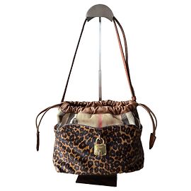 Burberry Bolsa Saco Haymarket em Lona Estampa de Leopardo