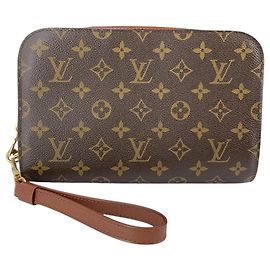 Louis Vuitton Pochette Orsay Wristlet Clutch em Canvas Monogram Marrom