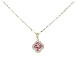 Autre Marque Collar Au750 Flor Rubí y Diamante