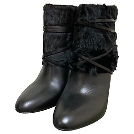 Stivaletti in pelle e pelliccia di agnello Ralph Lauren Purple Label
