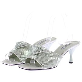 Prada Mules à strass vert menthe