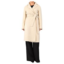 Autre Marque Neutraler Wollmantel mit Gürtel - size UK 12