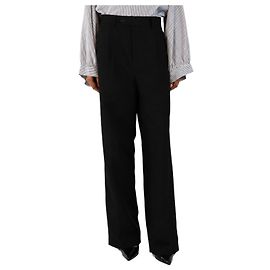 Autre Marque Pantalones de lana de cintura alta plisados negros - size UK 6