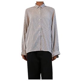Nili Lotan Camisa de seda a rayas azules y blancas - size XS