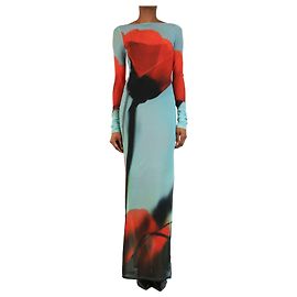 Rat & Boa Vestido maxi Santino de malla con estampado de tulipanes azules - size S