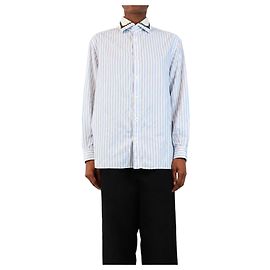 Gucci Camicia a righe blu e bianche con colletto ricamato - size UK 8