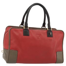LOEWE Amazona 36 Bolsa de mão em couro vermelho e dourado