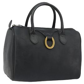 Christian Dior Trotter Canvas Hand Bag PVC Navy Gold