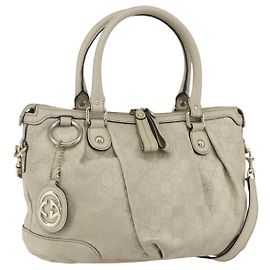 GUCCI GG Canvas Guccissima Sukey Bag Leather 2way Ivory Gold 247902