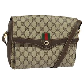 GUCCI GG Supreme Web Sherry Line Bag PVC Beige Gold 904 02 084