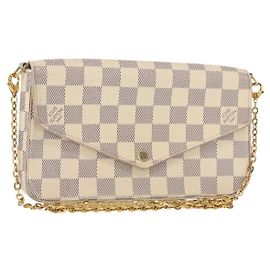 LOUIS VUITTON Damier Azur Pochette Felicie Chain Wallet N63106 LV