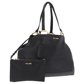 Miu Miu Tote Bag Couro Preto Dourado