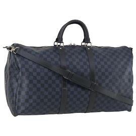 LOUIS VUITTON Damier Cobalt Keepall Bandouliere 55 Boston Bag N41356