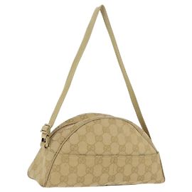 GUCCI GG Canvas Shoulder Bag Beige Gold 90781
