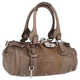 Chloé Chloe Paddington Hand Bag Leather Brown Silver
