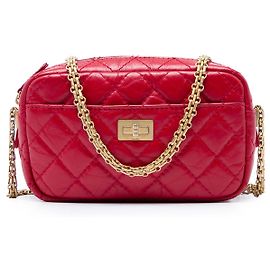 Borsa Camera Chanel Reissue Mini in pelle di vitello invecchiata matelassé rossa