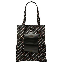 Tote Plegável Miu Miu em Nylon Faille com Estampa Floral Preta