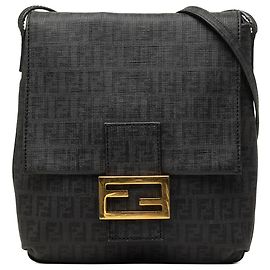 Fendi Black Zucchino Spalmati Crossbody-Tasche