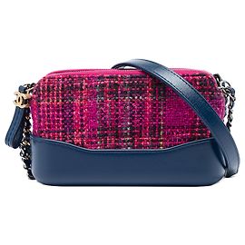 Clutch Gabrielle Double Zip con Catena in Tweed Bicolore Rosa Chanel
