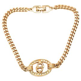Dior Gold vergoldetes Strass CD Logo Kettenarmband