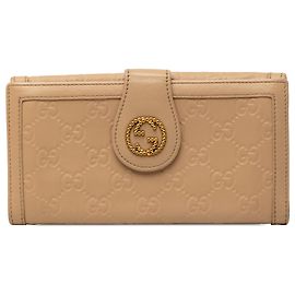 Portafoglio lungo Gucci Beige Guccissima