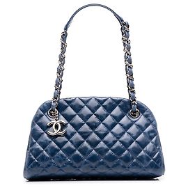 Borsa Bowling Just Mademoiselle Chanel Blue Small in vitello invecchiato