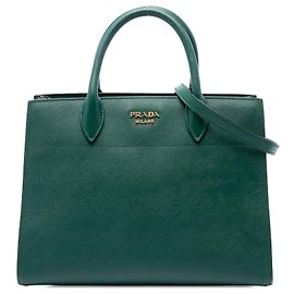 Bolsa Satchel Prada Green Saffiano Bibliotheque