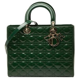 Dior Green Large Patent Cannage Lady Dior