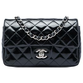 Chanel Black Mini Rectangular Classic Patent Single Flap