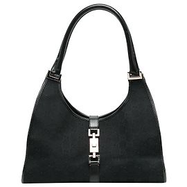 Borsa a tracolla Gucci Jackie Bardot in tela GG nera