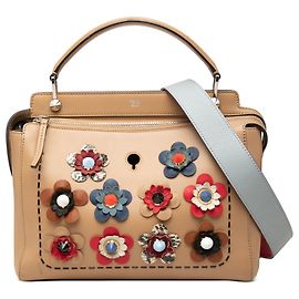 Fendi Brown Medium Leather Flowerland Dotcom Satchel