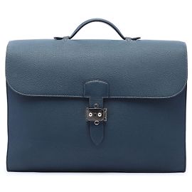 Hermès Blue Togo Casaque Sac a Depeches 38