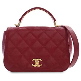 Chanel Red Mini Quilted Lambskin Carry Chic Flap