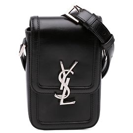 Autre Marque Saint Laurent Solferino Mini Handyhülle aus schwarzem Kalbsleder