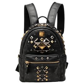 Zaino MCM Black Small Visetos Coated Canvas Studded Stark Brock