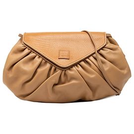 Borsa crossbody Fendi in pelle marrone con rifiniture in pelle embossed croc
