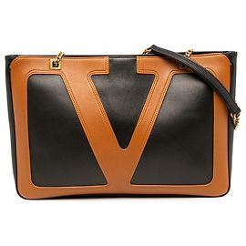 Bolso Tote Valentino Black Bicolor Nappa Vlogo Viva Superstar Chain