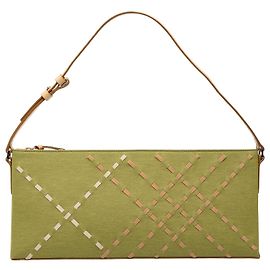 Bolso de hombro Burberry de satén Supernova Check con costuras verdes