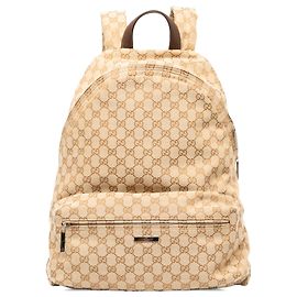 Gucci Beige Large GG Canvas Web Tag Rucksack