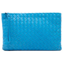Pochette da polso Bottega Veneta in Nappa Intrecciato blu